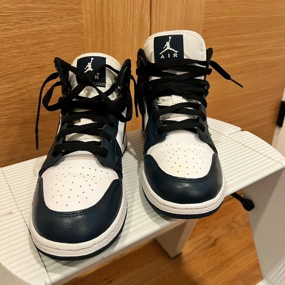 Nike Air Jordan 1 | Mid Sneakers | Armory Navy, White and Black | Size 7Y